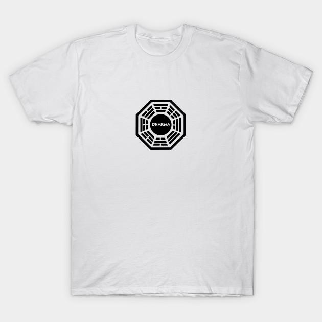 

Men Black Print T-shirt Dharma Initiative (Small Logo) No-Cut Transfer Paper Print Cotton Tshirt 3XL білий