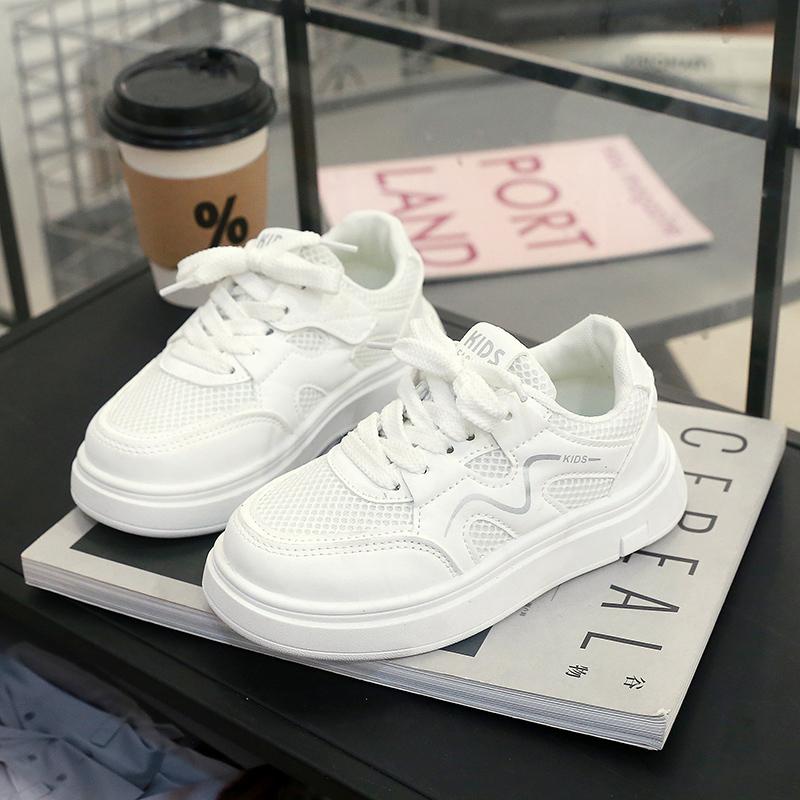 

Students Tennis Shoes Air Mesh Breathable Kids Running Shoes Non-slip Soft Sole 2025 New Children Sports Shoes Hook&loop Casual 26 белый