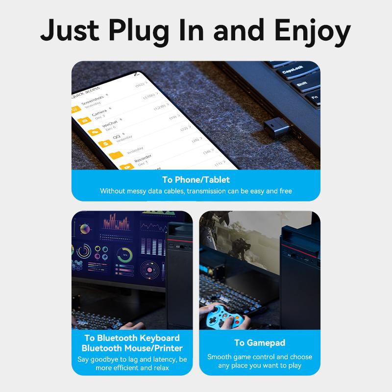 Vention USB Bluetooth 5.3 Dongle Adapter for PC Speaker Wireless Mouse Keyboard Music Audio Receiver Transmitter USB Bluetooth