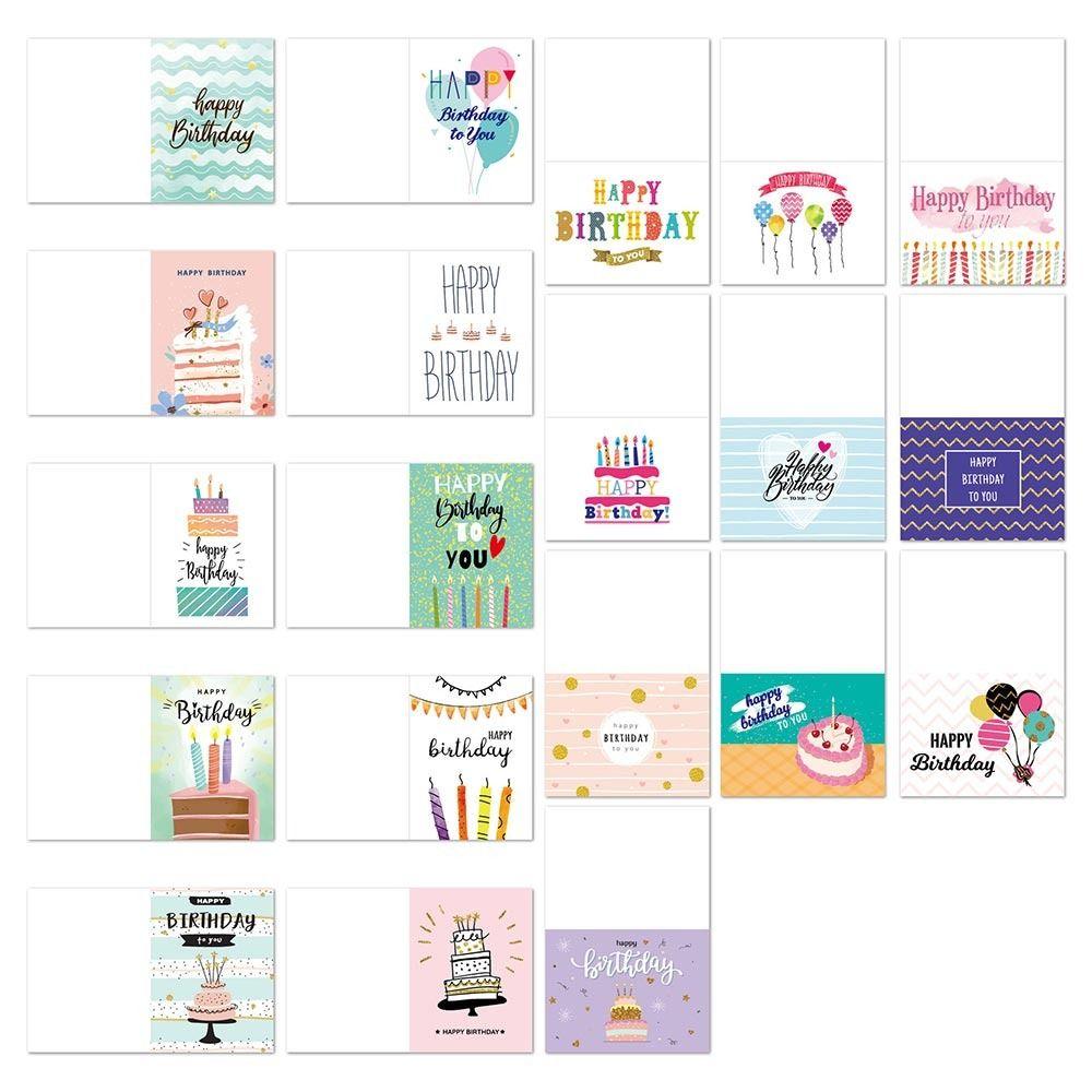 20PCS Mixed Pattern Birthday Greeting Cards Multicolor Cartoon Blessing Card with Envelopes Paper Birthday Postcards Birthday