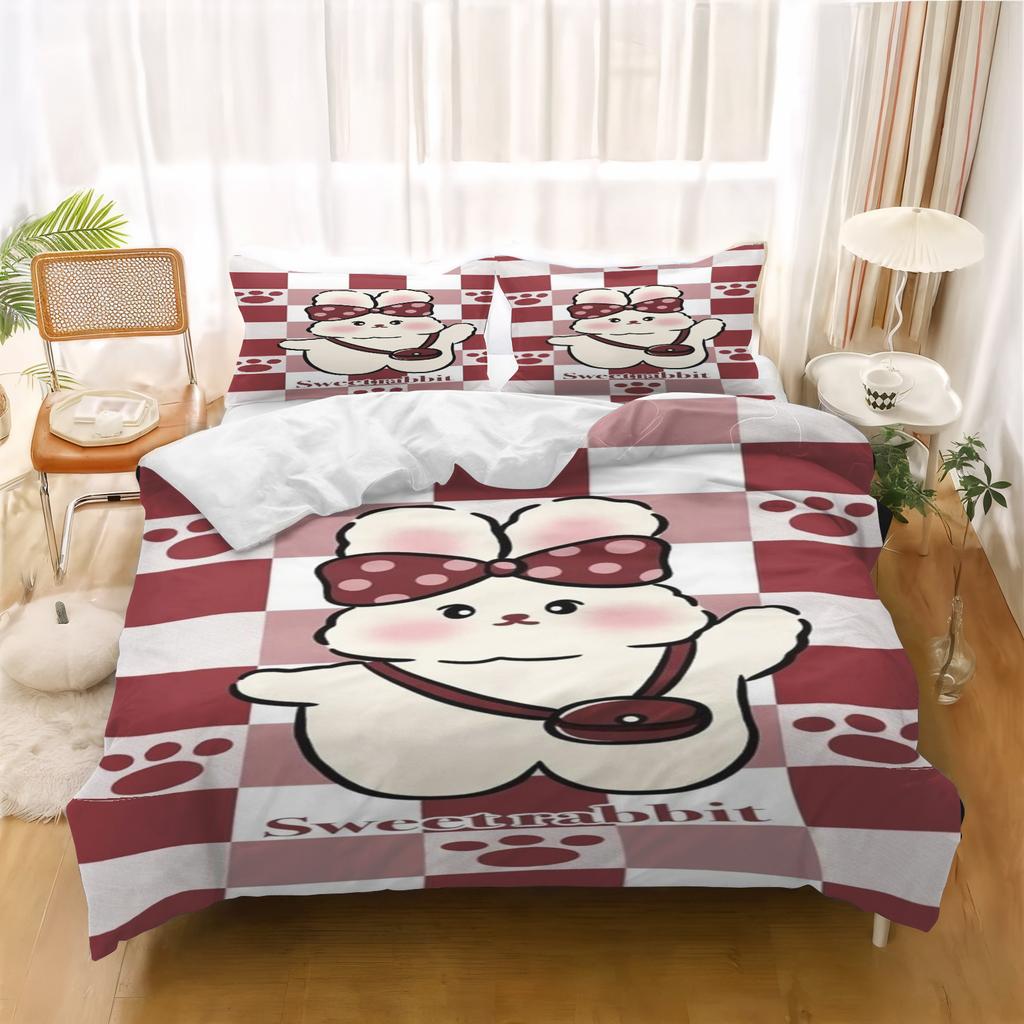 Cartoon Rabbit Duvet Cover Anime Luxury Bedding Set Children Grade A Printed Queen Size Home Modern