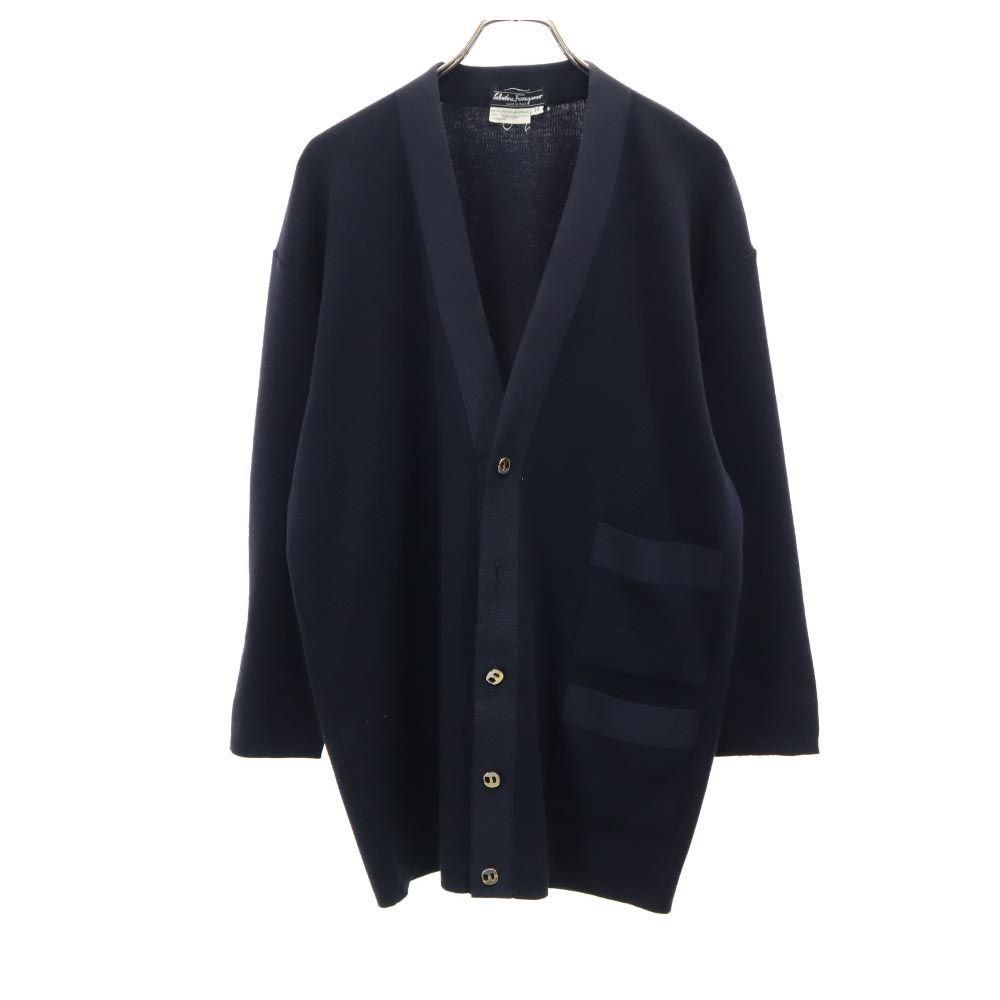 Salvatore Ferragamo made in Italy Wool knit cardigan M Navy Men's Used