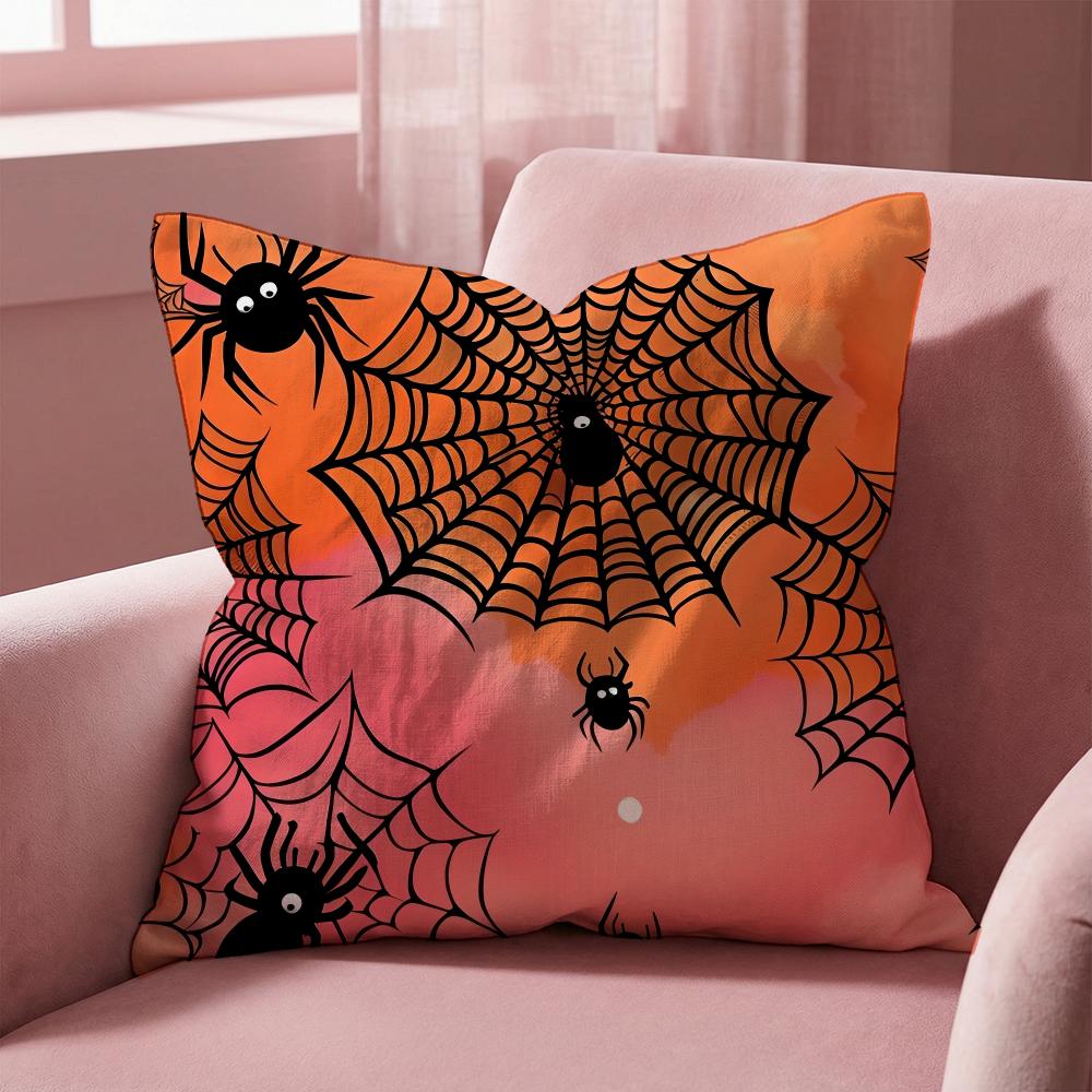 Scary Halloween Bat Pumpkin Cushion Cover Multi-Scene Pillow Cover for Home & Car - Reversible, Soft & Durable for Daily Use