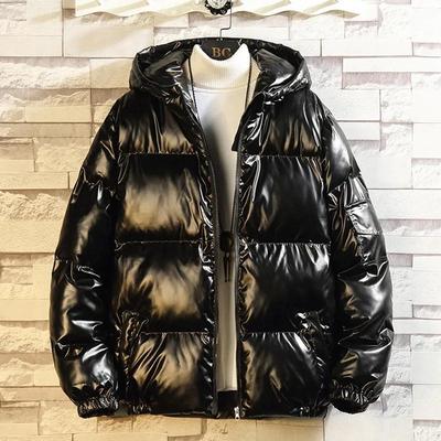 Trendy Men's Coat  Style Thickened Winter Fleece-Lined Puffer Jacket Plus Size Bright Face Padded Jacket