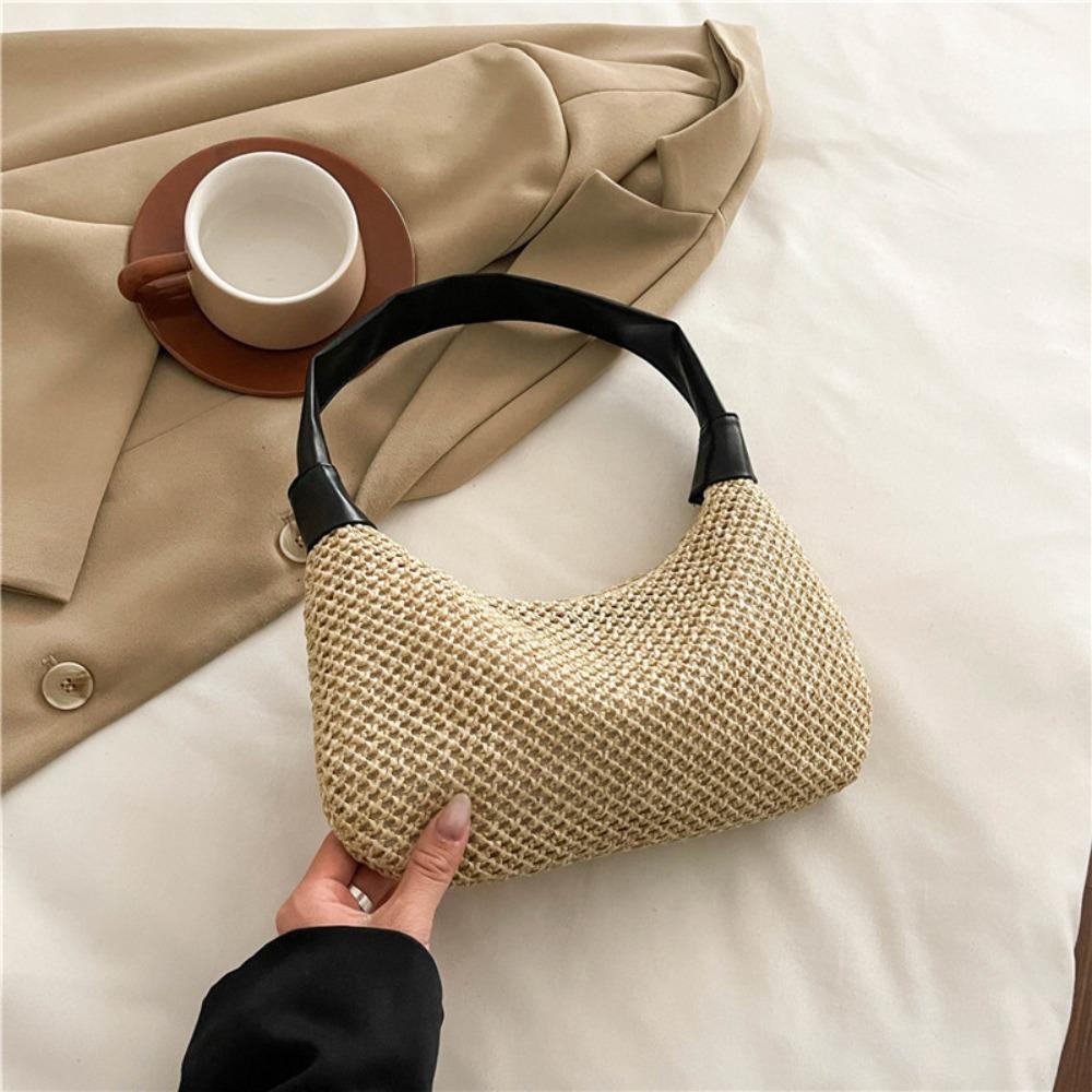 Leisure Weave Straw Bag Summer Beach Handbag Trendy Straw Shoulder Bag  Women