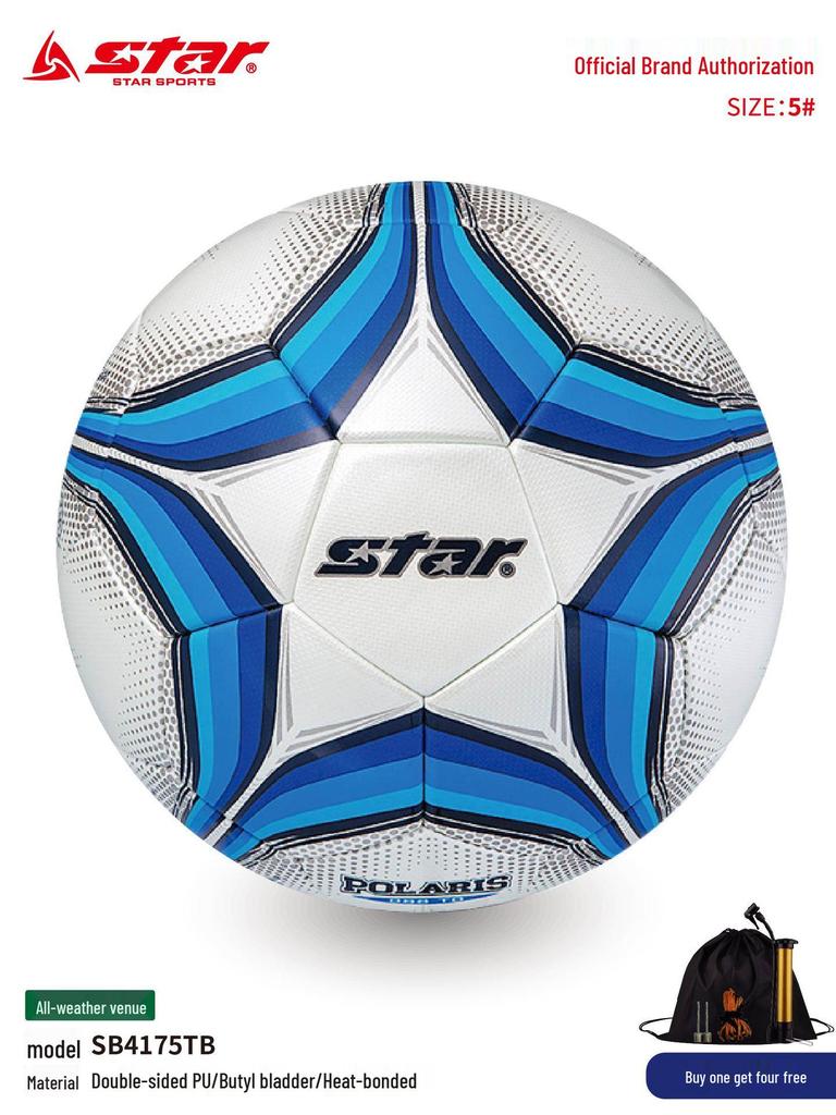 STAR SB4175TB Double Mirror PU Waterproof Soccer Ball - Training/Competition Grade for Middle School Entrance Exams.