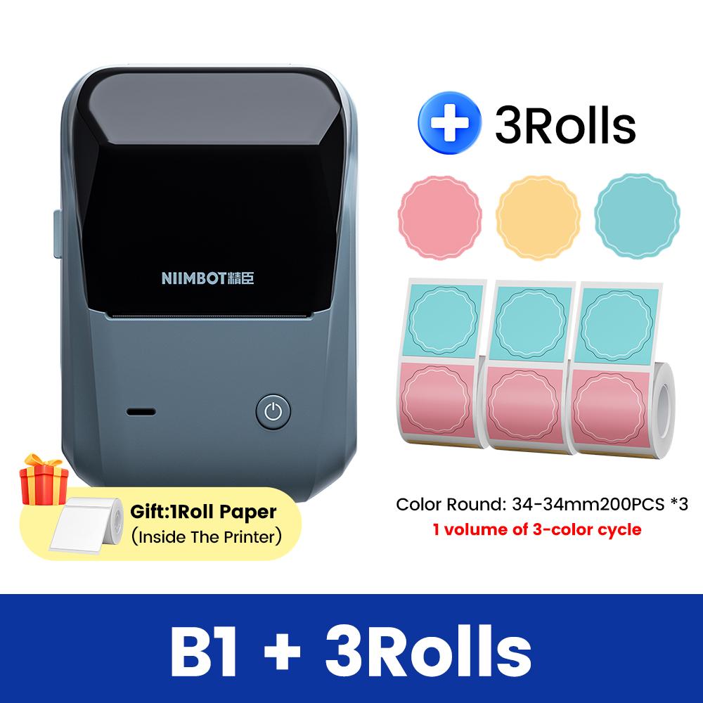 Niimbot B1 Wireless Label Maker White Color Transparent Clear Round Adhesive Sticker Business Bluetooth Labeling Printer Paper