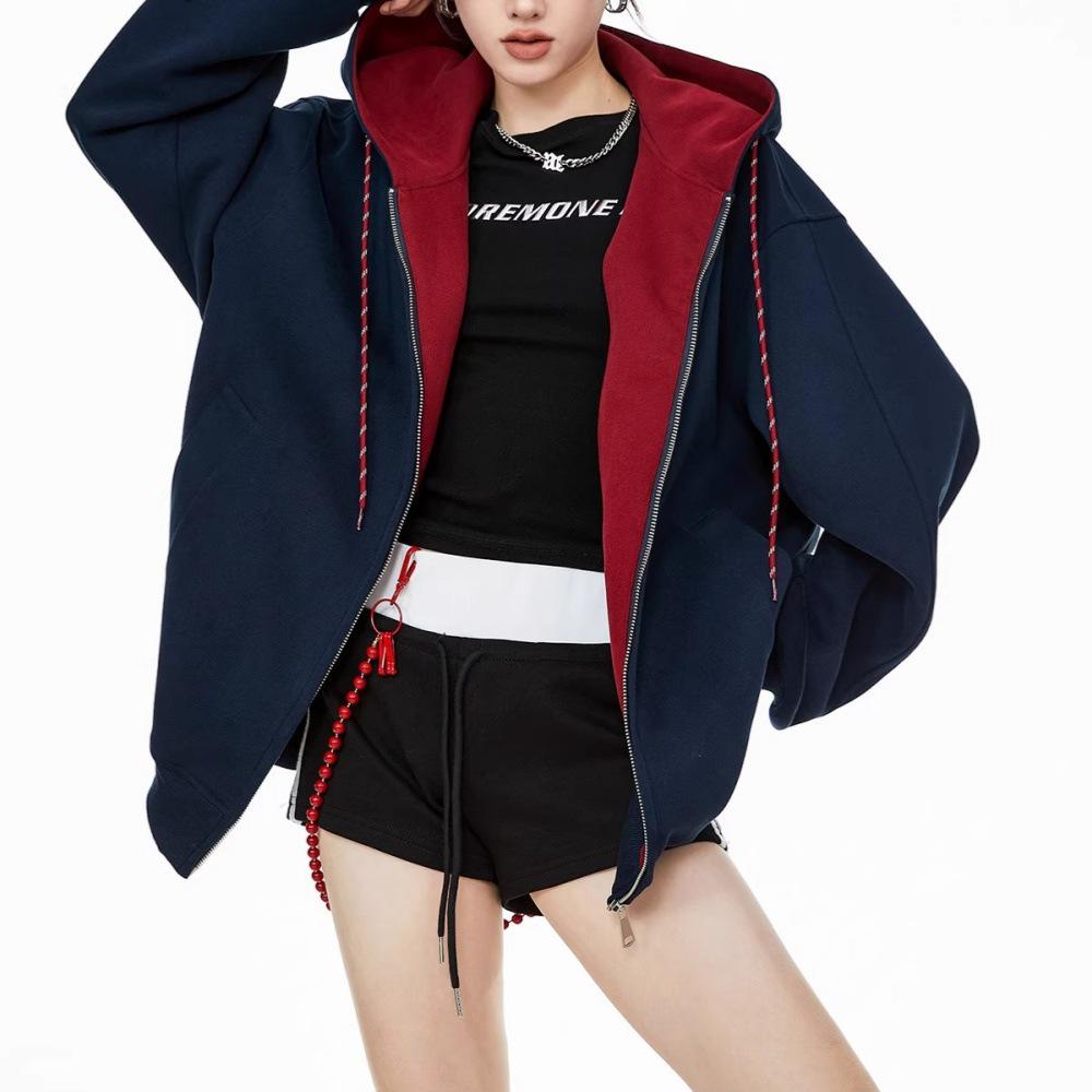 Unisex Retro Hooded Sweatshirt Jacket - Autumn 2025 Collection, Popular Loose-Fit Sport Cardigan Top
