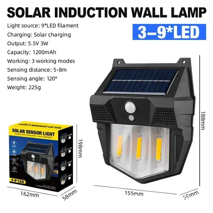 Outdoor Solar Tungsten Wall Light with Motion Sensor IP65 Waterproof LED Safety Light for Patio Outdoor Deck Porch Barn Garage
