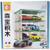 Celawork Building Blocks Garage DIY 3-Layer Showcase Car Parking Garage, Compatible Speed Champion Cars(Without Cars)