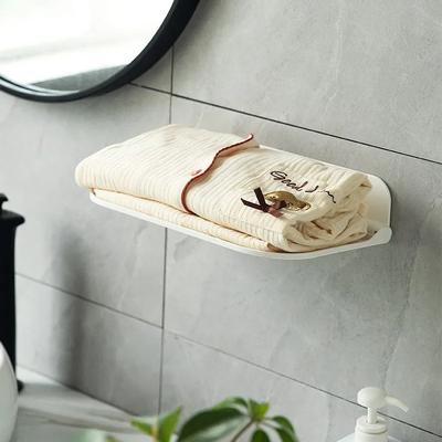Katlanabilir Duvar Rafı Deliksiz Duvara Monte Plastik Yüzer Raf Ev Tipi Banyo Tuvalet Havlu Giysi Saklama Rafı