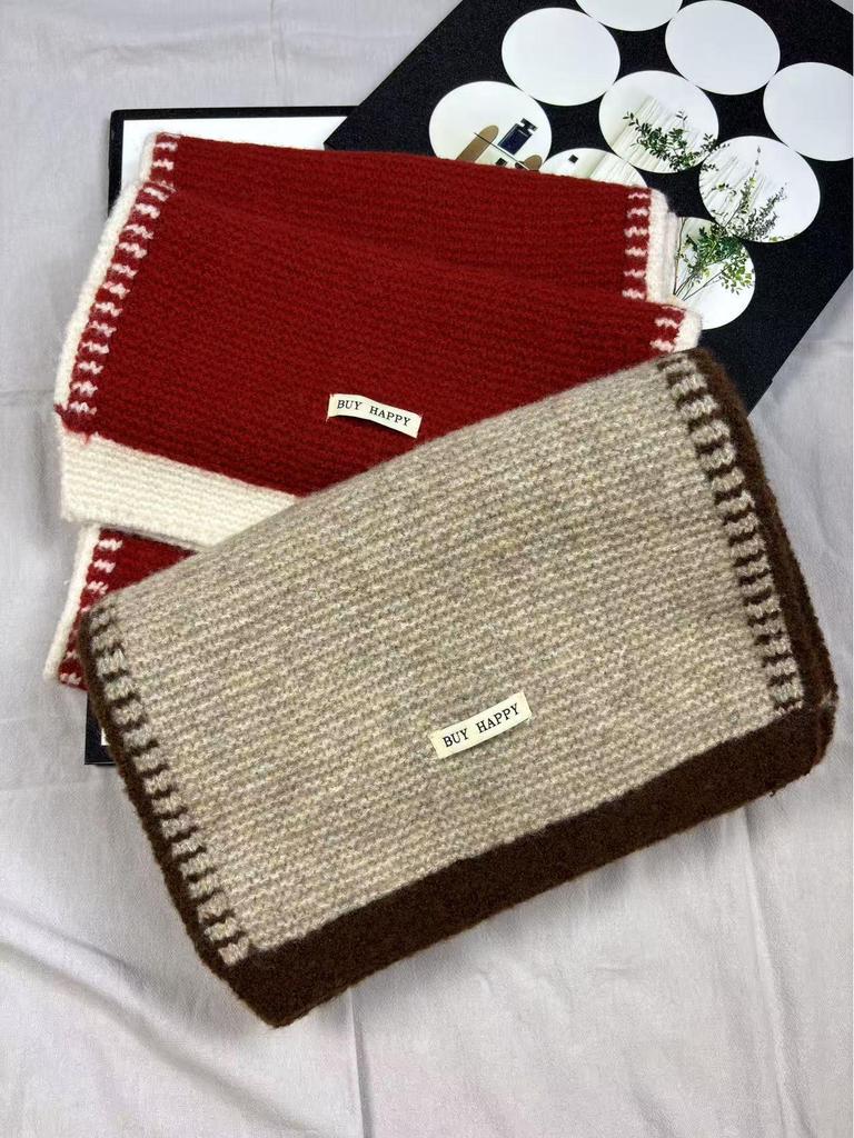 Korean Style High-End Wool-Blend Soft Knit Scarf: Warm, Versatile Autumn/Winter Snood for Women and Students