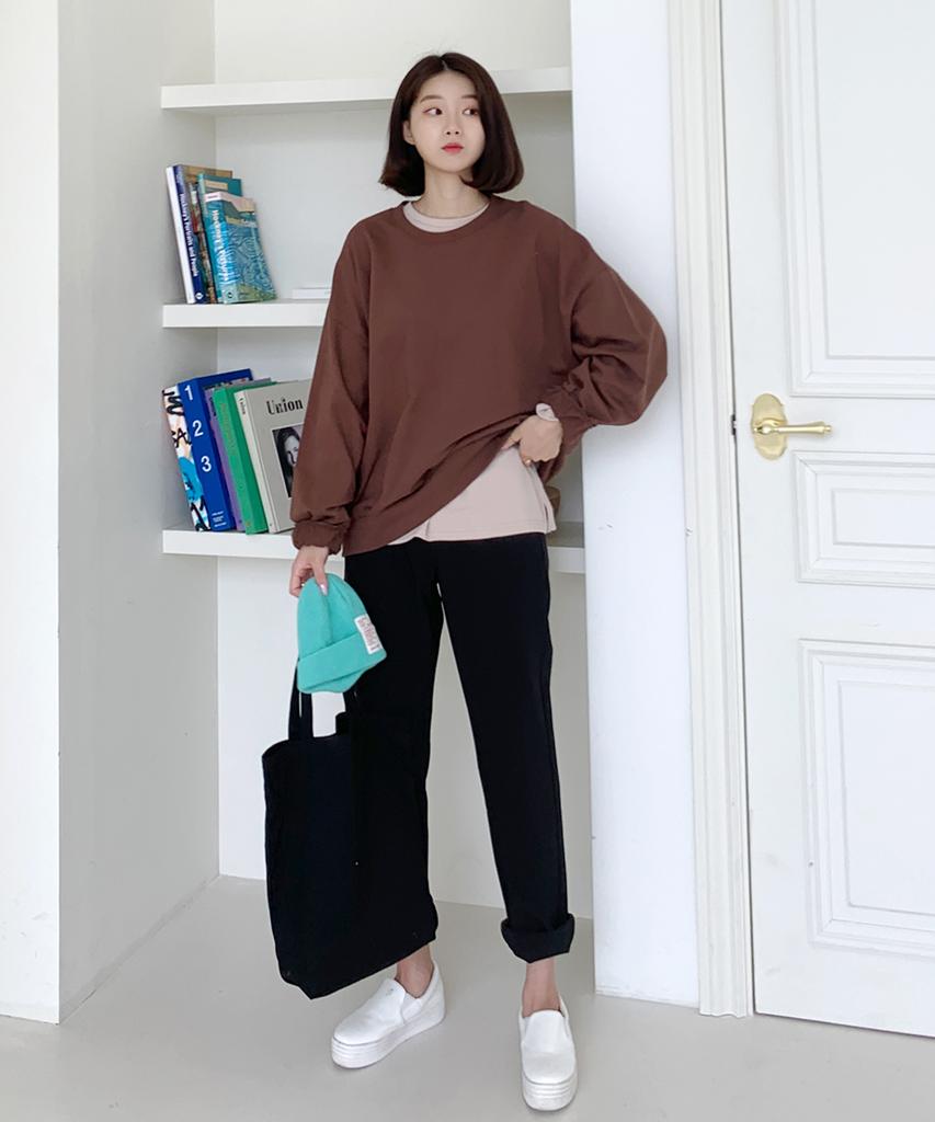 Ppaeppae Sturdy Stretch String Banding Black Slacks