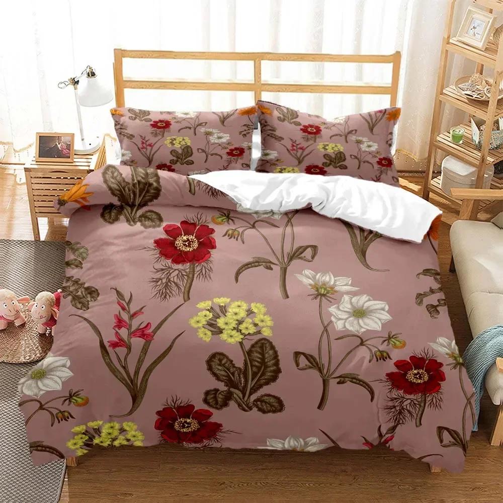 Plant Flowers Digital Comfortable Duvet Quilt Cover Pillowcase Bedding Set Children Bedroom Decoration Home Textile