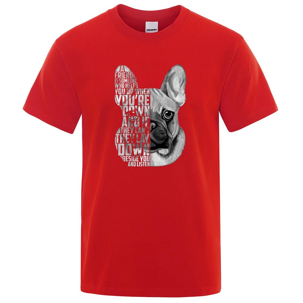 French Bulldog Quote Printed Male Tops Personality Fashion Streetwear Cool Short Sleeve Oversize O-Neck Mens T Shirts 71794