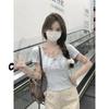 Spring/Summer Korean Style Slim-Fit Bow Tie Lace-Up Short-Sleeved T-Shirt for Women