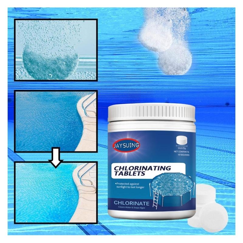 Chlorinating Tablets Stabilized Chlorine Tablets for Swimming Pool and Spa Slow Dissolving Clean Swimming Environment