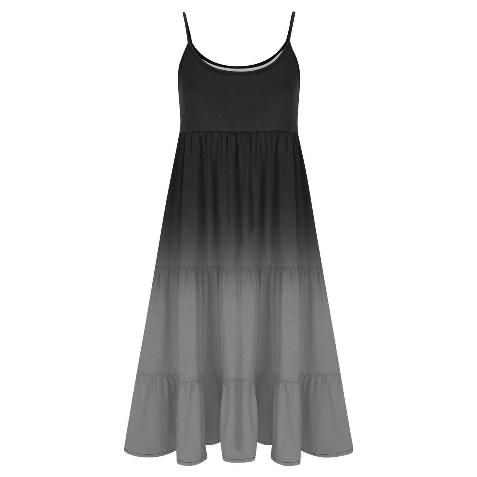 Женские летние модные свободные повседневные пляжные платья-майки с градиентом S — фото 4