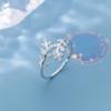 925 Silver Small Leaves Micro-insert Opening Ring Simple Fashion Sweet Temperament Leaf Ornaments