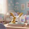 Home Decor Rabbit Statues,1 Pair, Small Decorative Accents for Shelves, Livingroom and Bedroom, Gold and White (Rabbit)
