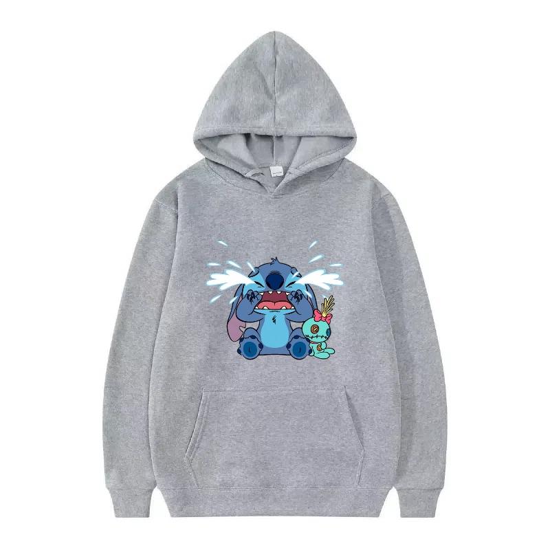Disney Stitch Pattern Women Hoodies Fashion Sporty Y2k Loose Grey Tops Clothing Pullovers Ladies Cheap Hoodies Sweatshirts