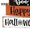 Indoor Fall Home Accents Halloween Ghost Decoration, Wooden Sign Tiered Tray Ornament, Farmhouse Scenery for Shelves Tabletop Centerpiece Coffee