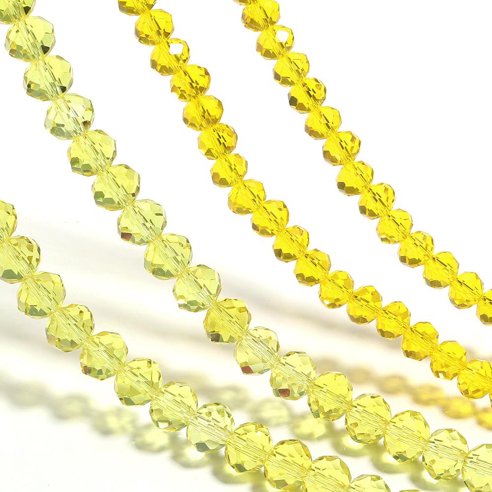 1 Strand 3/4/6/8/10mm Yellow Faceted Crystal Beads Glass Abacus Loose Beads For Jewelry Making DIY Bracelet Necklace Accessories