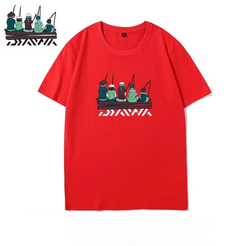 2025 AutumnWinter New Trendy Retro Outdoor Fishing Print Tshirt Loose and Sporty Shortsleeved Cotton Top for Men and Women