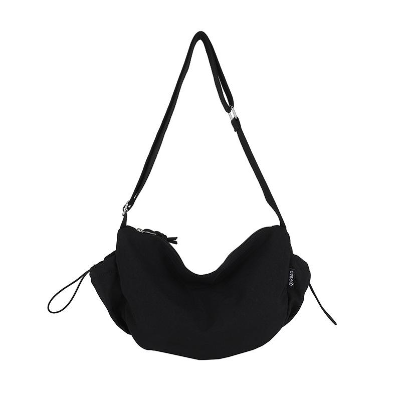 Casual Solid Color Small Bag Women's 2025 New Trendy Autumn Fashion Nylon Cloth Tote Bag Fashion Shoulder Messenger Bag