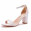 Fashion Round Toe Large Size Clear Heels Female Sandal Buckle Strap Comfort Shoes for Women Shallow Mouth Big Girls Block Low Beige Scan