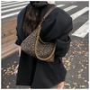 Leopard print bag women's large capacity autumn and winter niche retro messenger bag one shoulder underarm dumpling bag