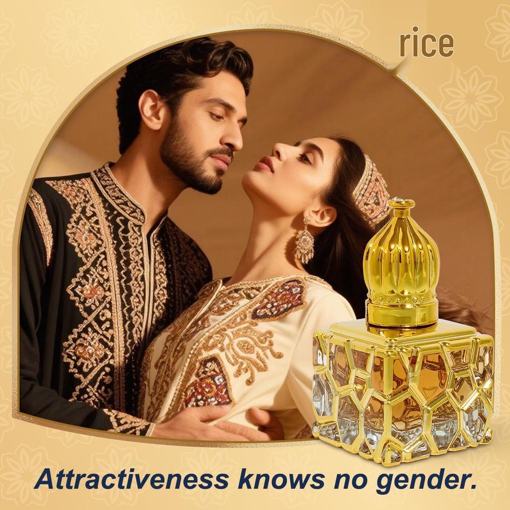 Arabic Gold-Plated Carved Glass Rollerball Perfume - Alcohol-Free, Portable Fruit Fragrance