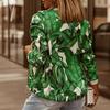 Fashion Flower Print Long Sleeve Women's Bomber Jacket Zipper Up Vintage Coat Tops Elegant Slim Basic Ladies Jackets
