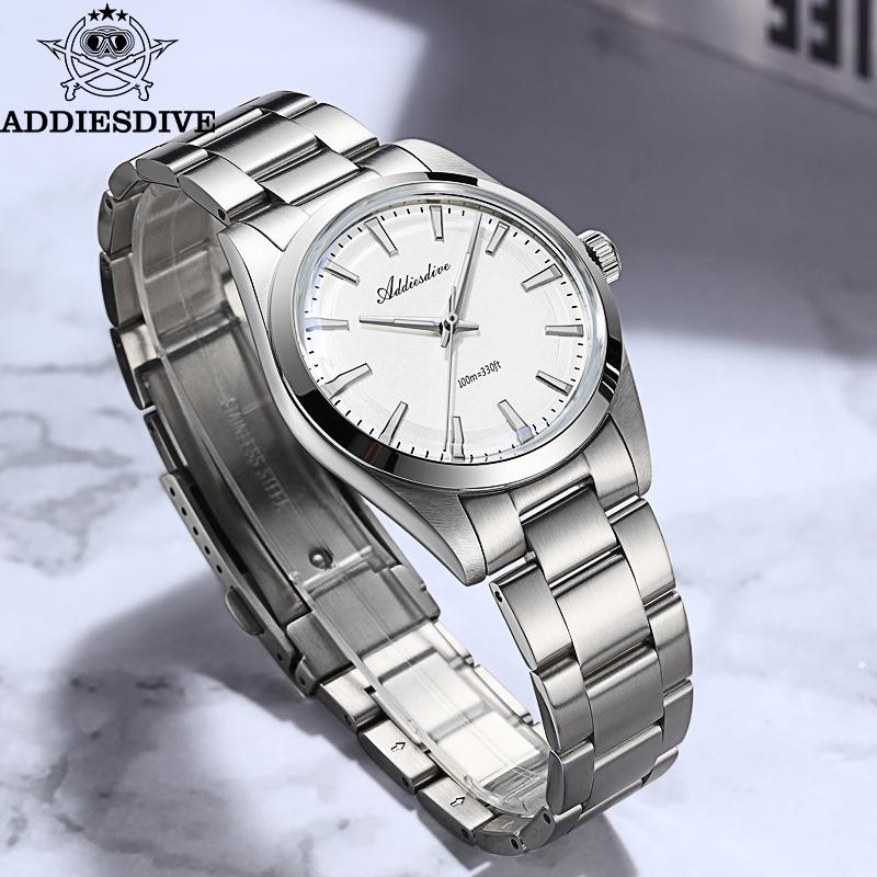 ADDIESDIVE Hot Sale AD2066 Quartz Watch Simple Waterproof Wristwatch Bubble Mirror Pot Cover Glass Stainless Steel Men's Watches