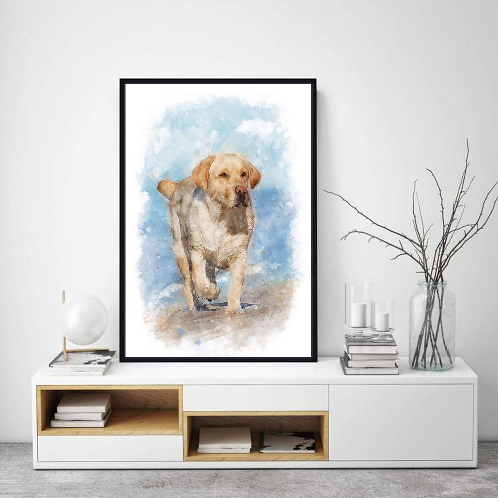 Aquarell Tiere Niedlicher Hund Bunter Druck Poster Leinwand Malerei Hd Modern Wandkunst Bild Für Wohnzimmer Schlafzimmer Heimdekor
