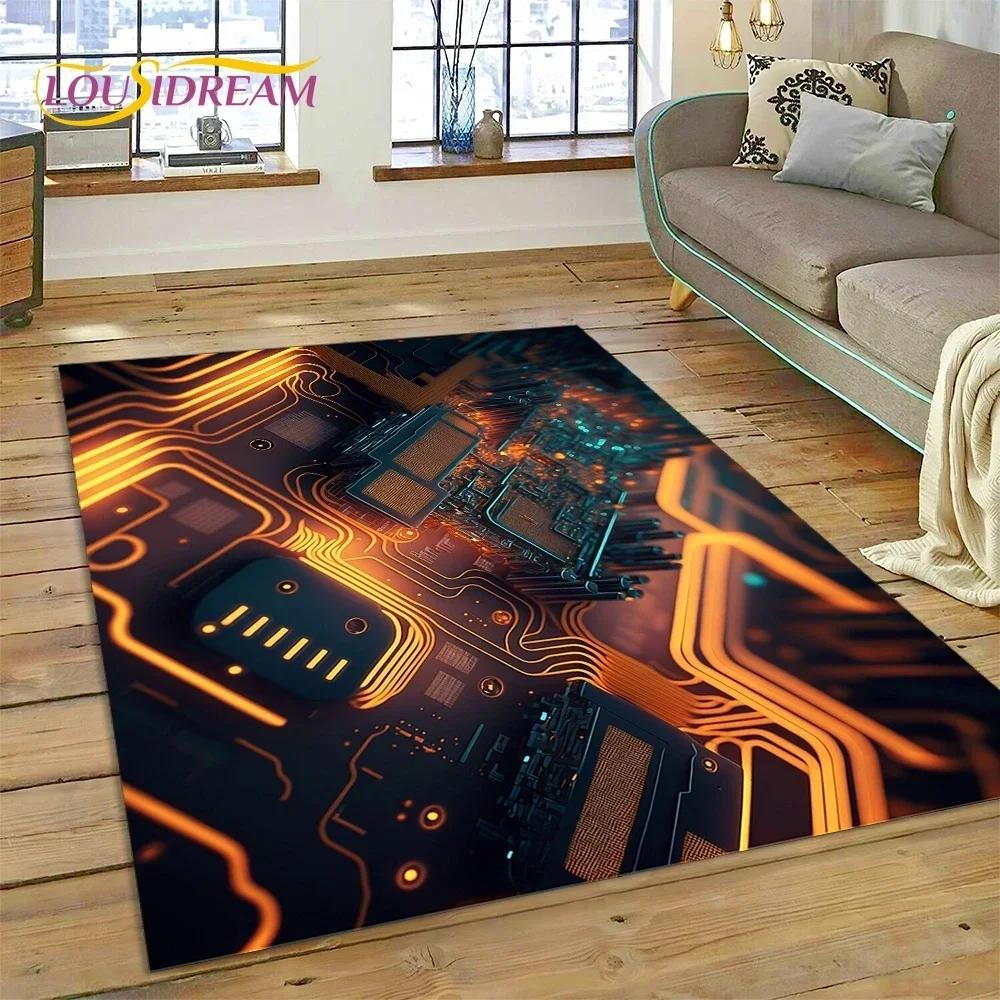 

PCB Circuit Board 3D Chip CPU Carpet Rug for Bedroom Living Room Home Sofa Decoration,Children Game Large Decor Floor Mat Gift 40x60cm( 15x23in )