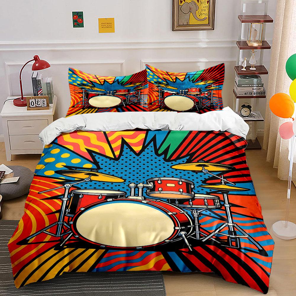 

Drum set with patterns. Bedding sets Duvet cover sets Duvet covers Pillowcases(1 * Duvet Cover 2 * Pillowcases, without duvet insert) 135x200cm
