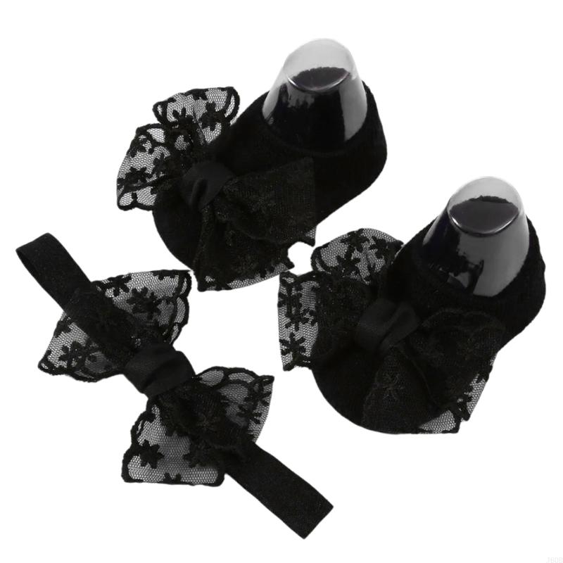 Lace Baby Floor Socks Headband Nor-Slip Step Socks Infant Walking Socks J60B