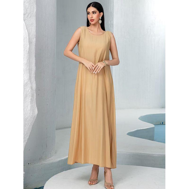 

New Arrival Middle East Sleeveless Inner Wear Skirt Easiest for Match Vest Dress Elegant Dress Sleeveless Vest Skirt Khaki 2XL