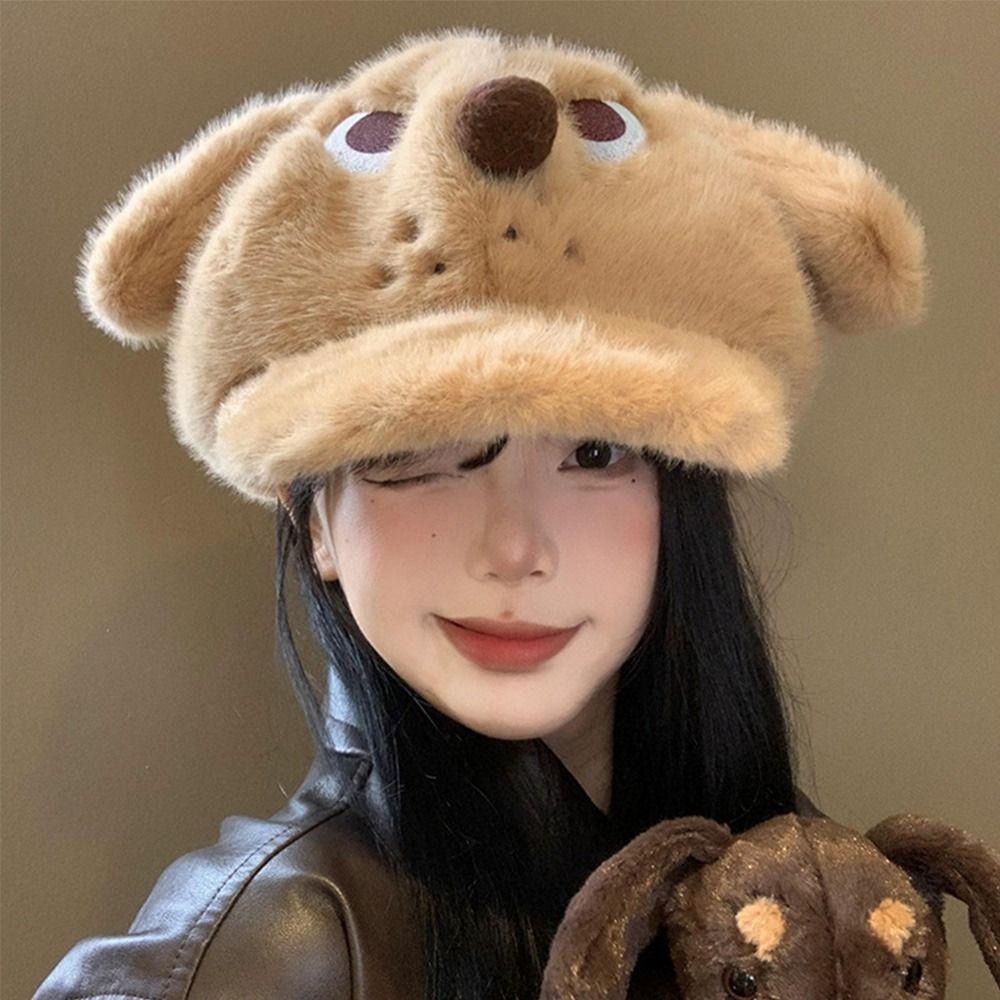 Warm Winter Berets Hat Plush Plain Cap Fashion French Artist Hat  Lady