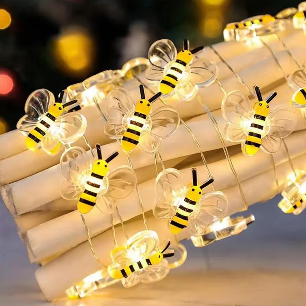 Bee Flower Lights Battery Operated Bee String Lights For Bedroom Plants Patios Party Wedding Xmas Decorative String Lights