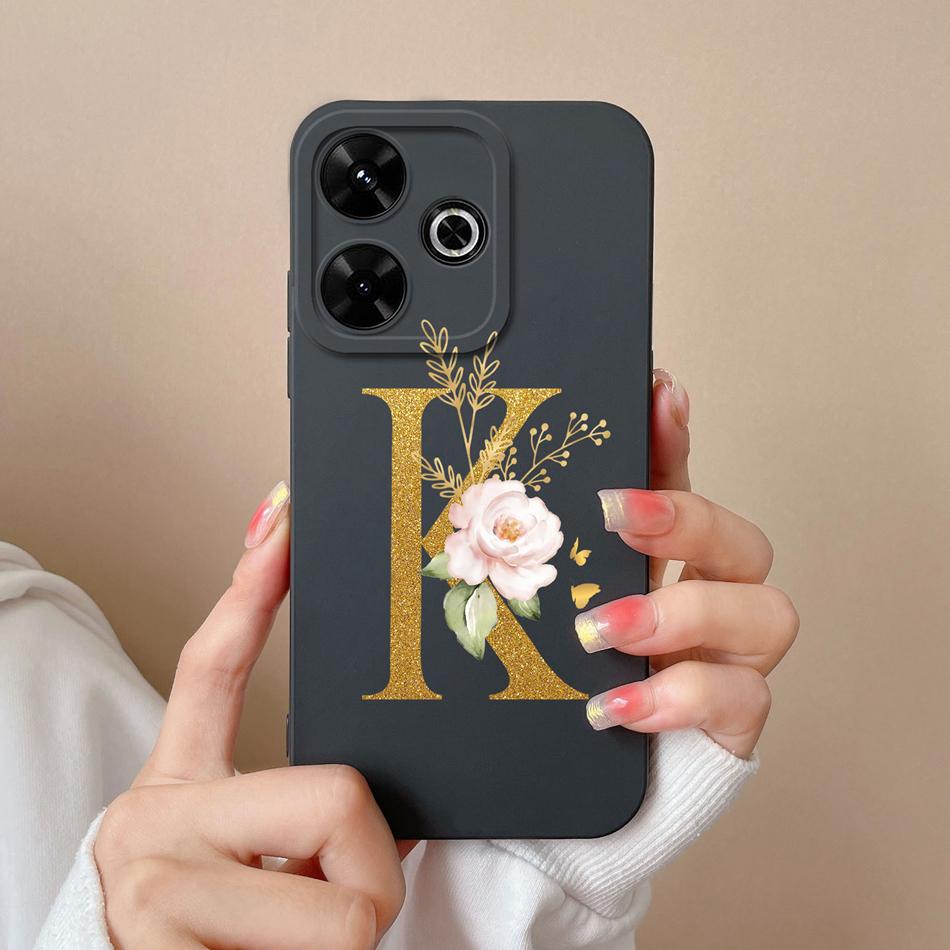 Elegant Case For Redmi 13 4G Personalized Letter Soft Liquid Silicone Protective Phone Cover For Xiaomi Redmi13 Shell Funda Capa