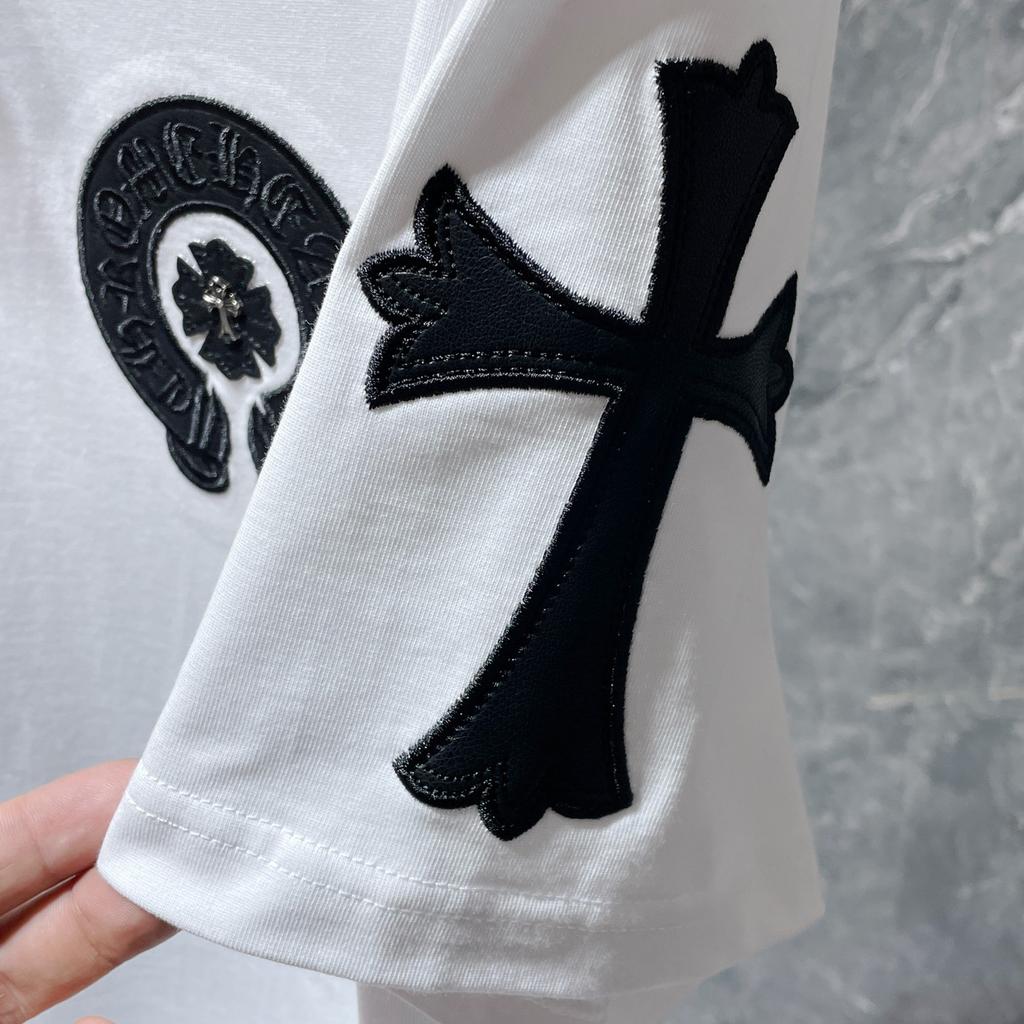 8558 CHROME HEARTS 2025 Sommer Neue Hochwertige Baumwolle Rundhals Lose Große Größe männer und frauen T-shirt Paar t-shirt