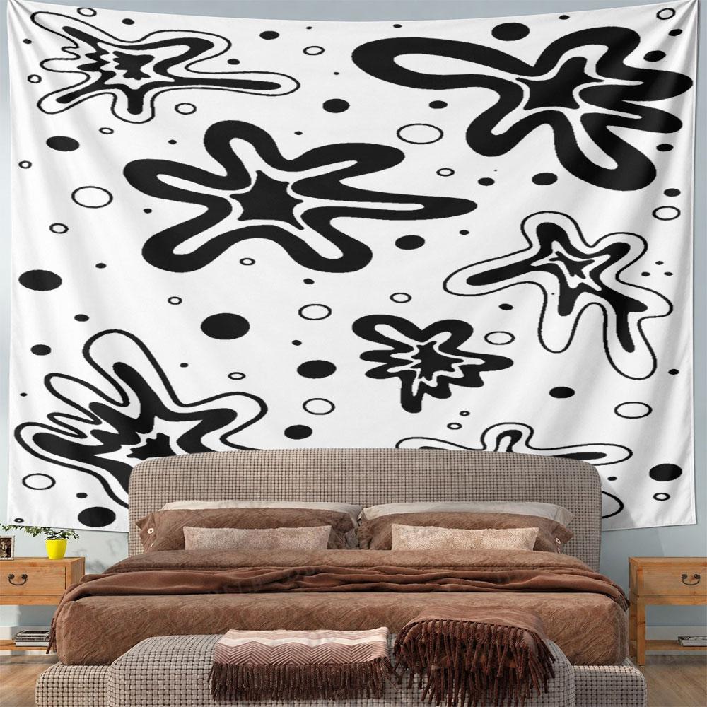 Abstract Black and White Splash Pattern Pattern Wall Hanging Tapestry Decorative Tapestry Home Decor for Bedroom and Living Room