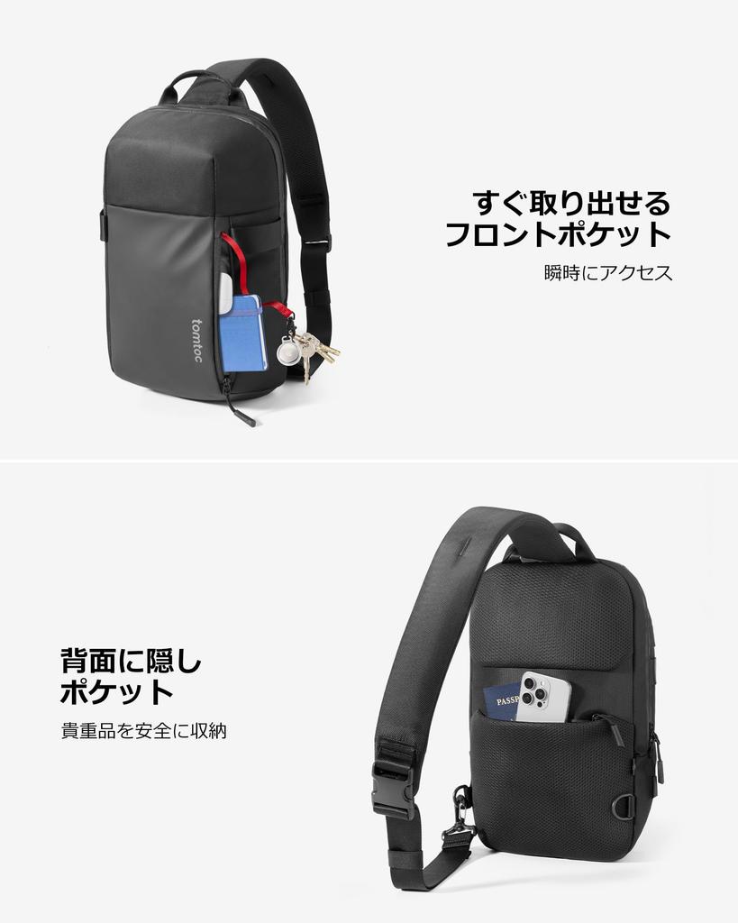 Tomtoc Large Capacity Shoulder EDC Sling Compatible with MacBook Pro M5 MacBook and iPad Pro Bag for Everyday Outdoor and Black Men's Bag, Bag,