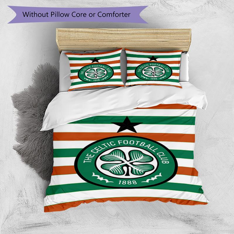 Celtic Football Club Crest Printed Pattern Duvet Cover Set – Includes 1 Duvet Cover and 2 Matching Pillowcases Bedroom Decor Christmas Gifts
