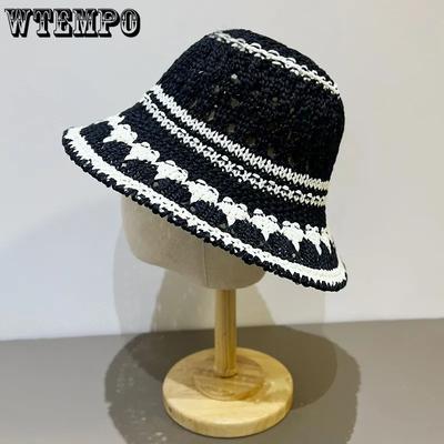 Retro Elegant Summer Beach Cool Sunscreen Hats Breathable Hollow-out Sun Hats Wide Brim Foldable Large Hats