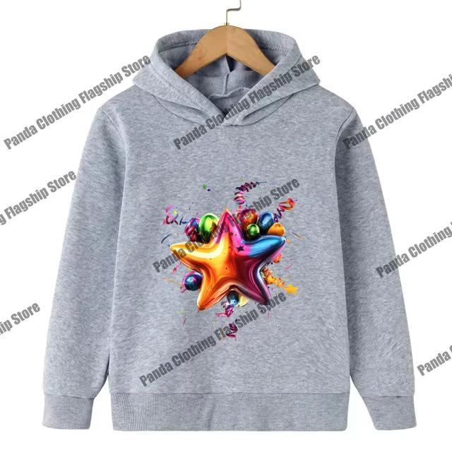 Pink Star Print Children's Hoodie for Boys and Girls - Long-Sleeved and Warm