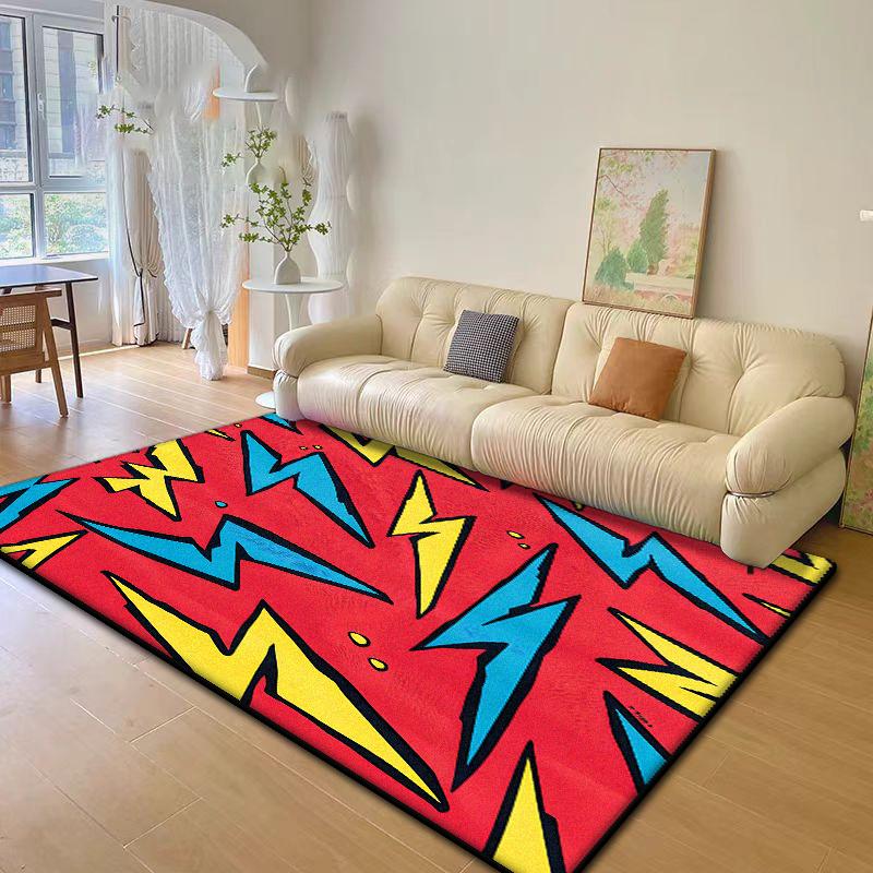 

Abstract Geometric Living Room Rug Lightning Pattern Decoration Sofa Large Carpets Bedroom Children Plush Crawling Mat Non-slip 60*90cm