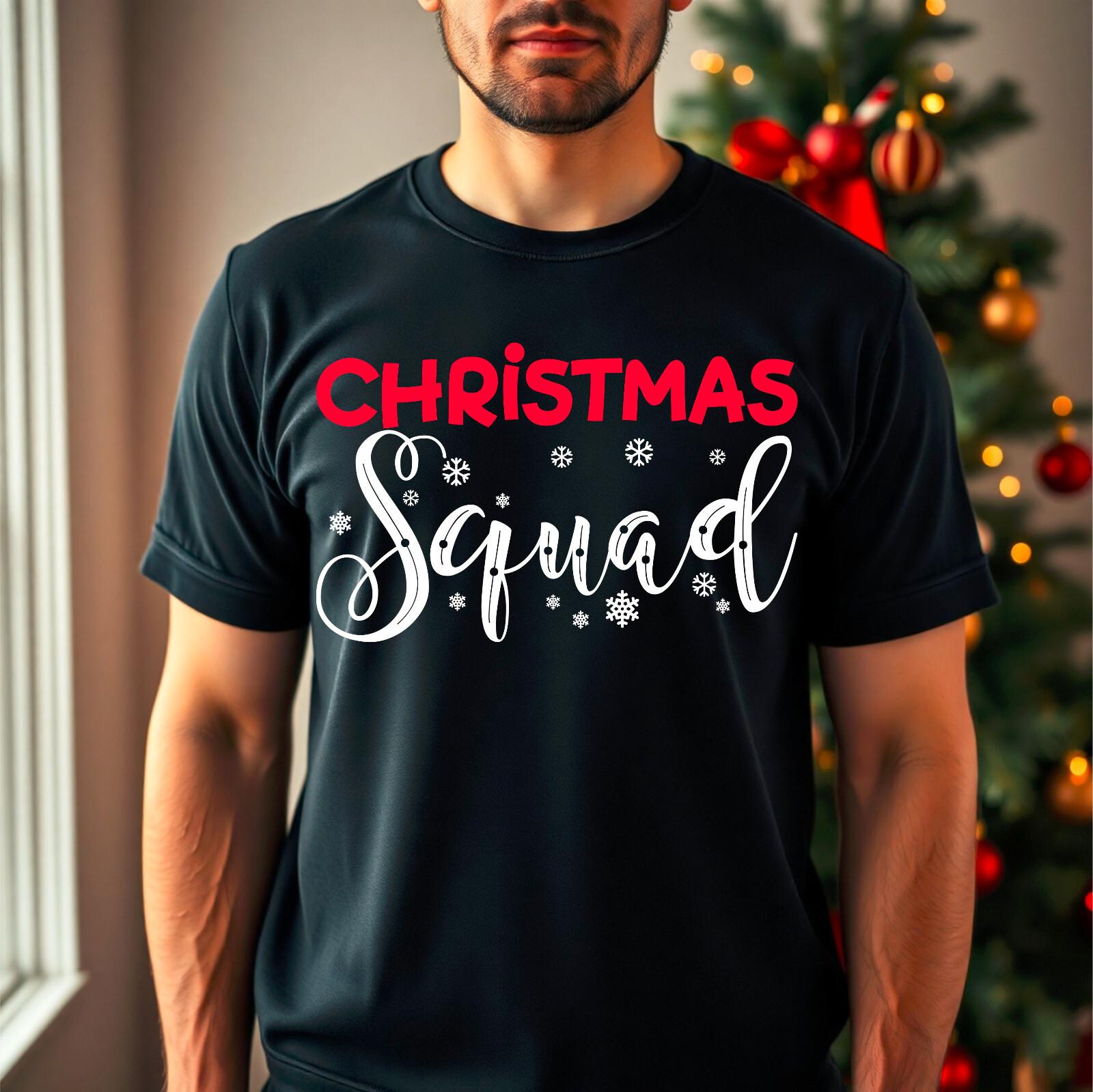 Christmas Squad T-Shirt Funny Santa Hat Ugly Xmas Day Family Unisex Tees S